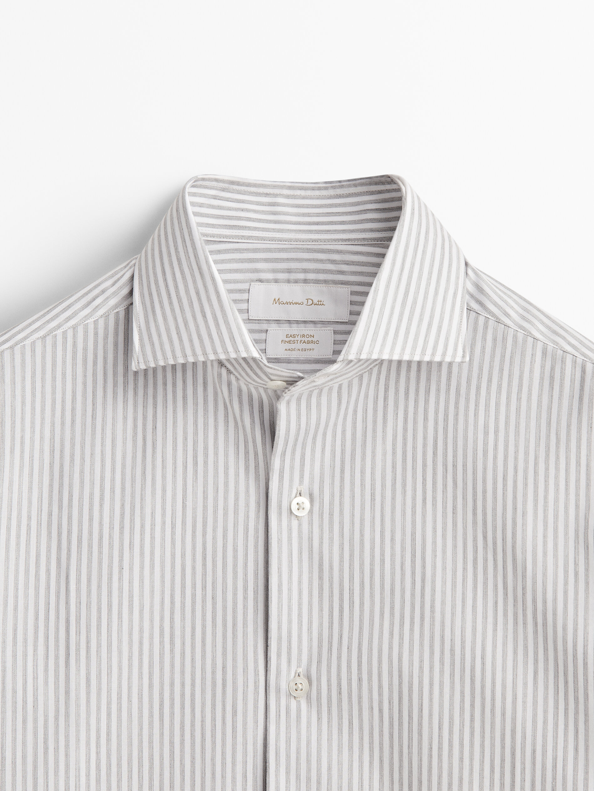 Camisa Raya Melange Slim Fit, fácil de passar a ferro - CINZA