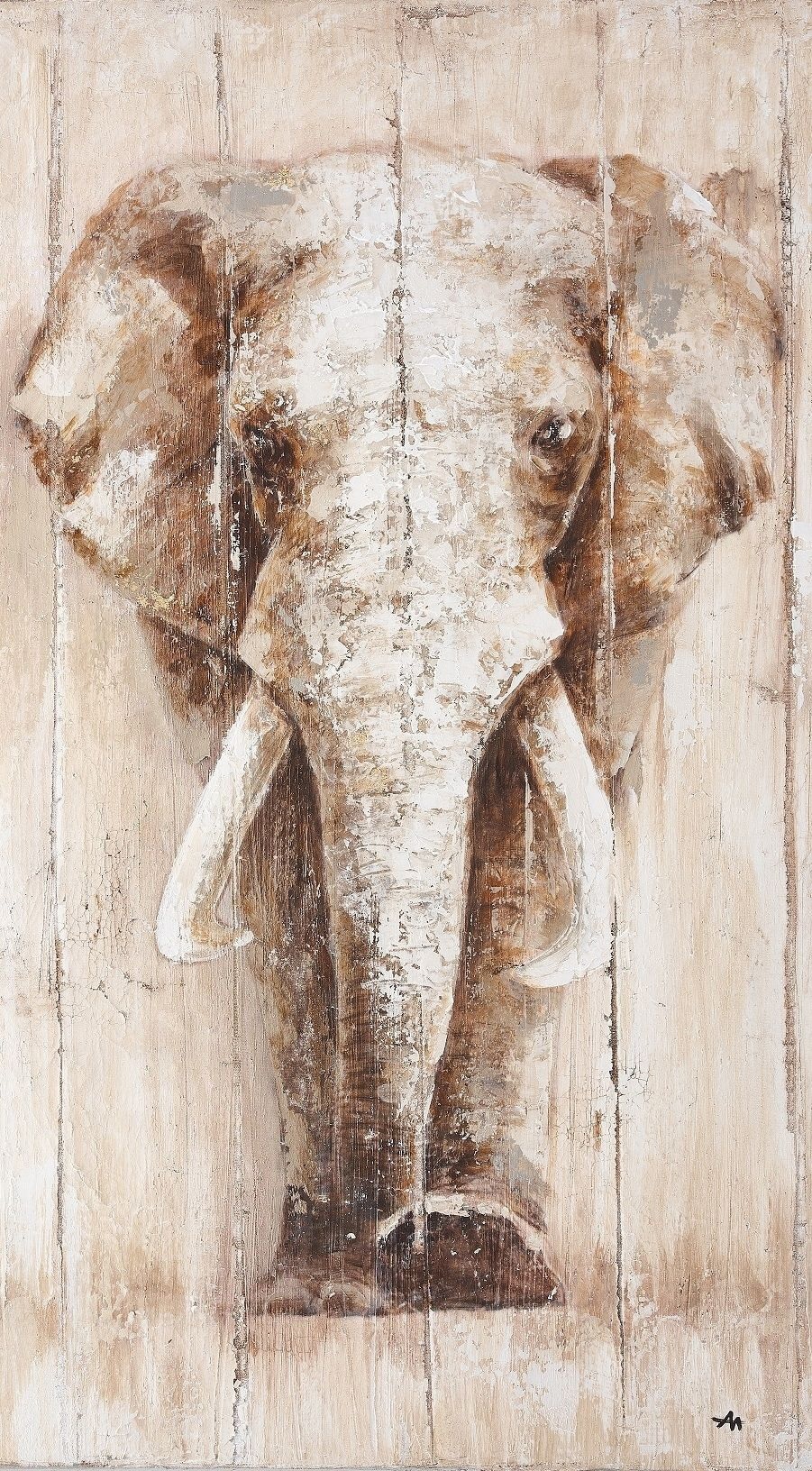 BÖNNINGHOFF Ölgemälde auf Echtholzrahmen ELEFANT 40x80cm