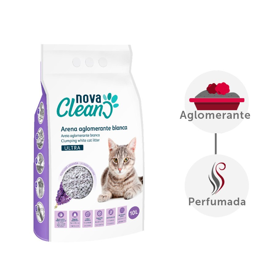 Areia aglomerante Nova Clean Ultra Lavanda para gatos