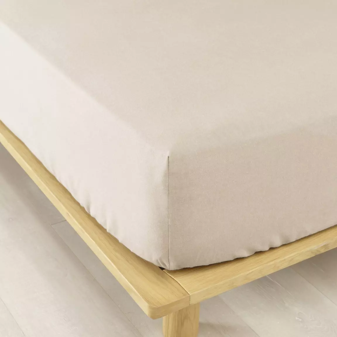 Drap housse flanelle de coton (140 x 190 cm) Théa Beige