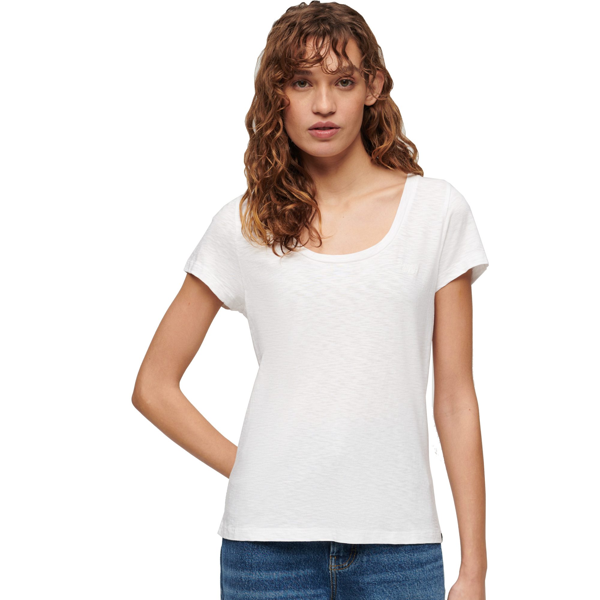Superdry Scoop Neck T-Shirt Damen optic