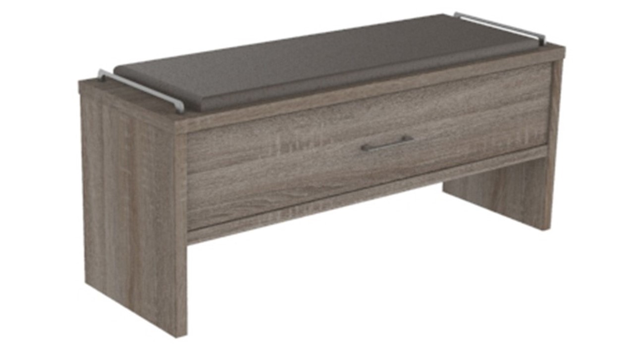 Voetenbank Bienne met klep truffel eiken