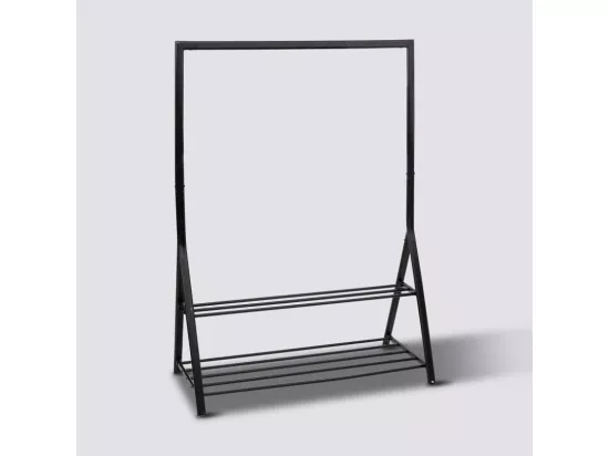 Penderie Portant à vêtements avec étagères en Fer Noir H 167 cm
