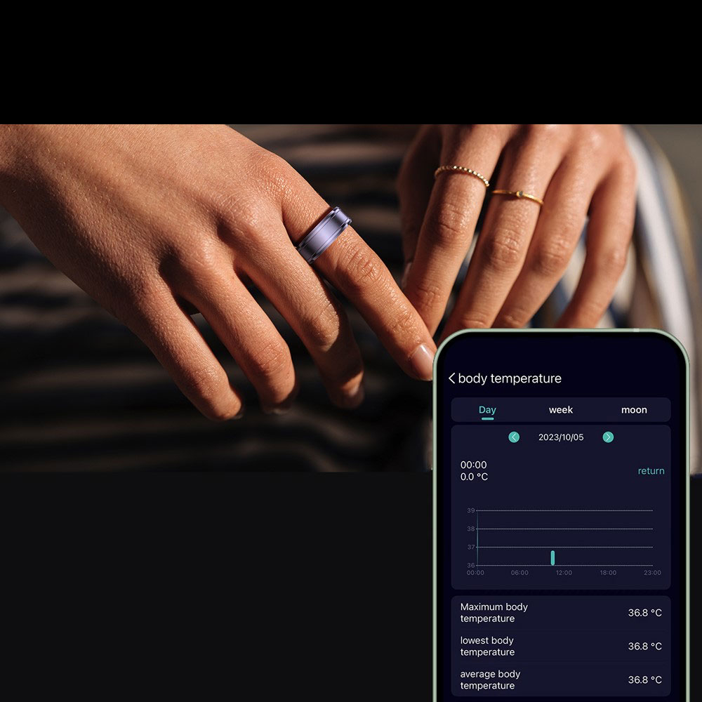 Smart Ring mit Blutsauerstoffmessung / Schlafqualitätsüberwachung (20.6mm Durchmesser) (IP68) - Gold