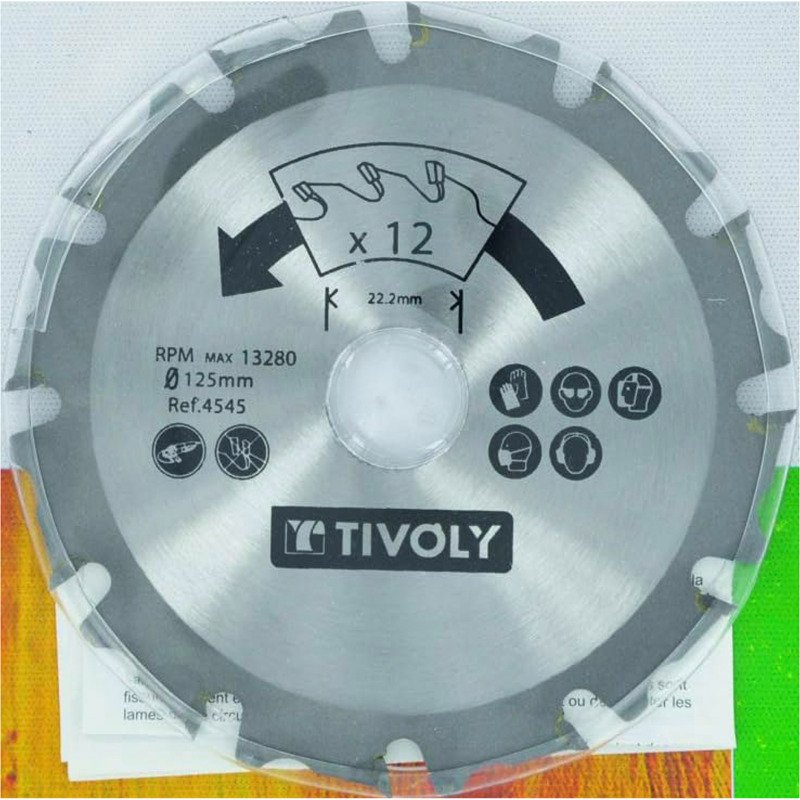 Lame de scie Carbure pour meuleuse Tivoly Ø125 mm – Alésage 22,22 mm – 12 Dents