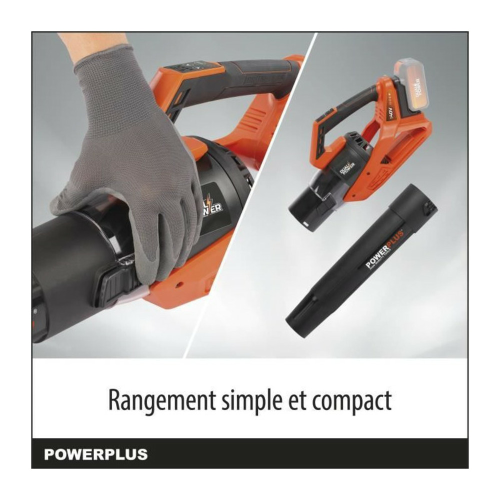 Souffleur de feuilles a batterie 40v dual power powdpg7526 - moteur brushless - livré sans batterie ni chargeur