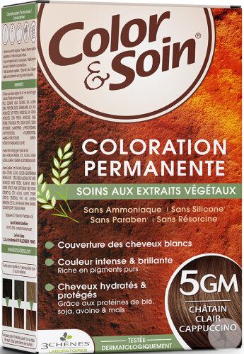 3 Chênes Color & Soin Coloration Permanente Aux Extrait Végétaux 5GM Châtain Clair Cappuccino 1 Kit