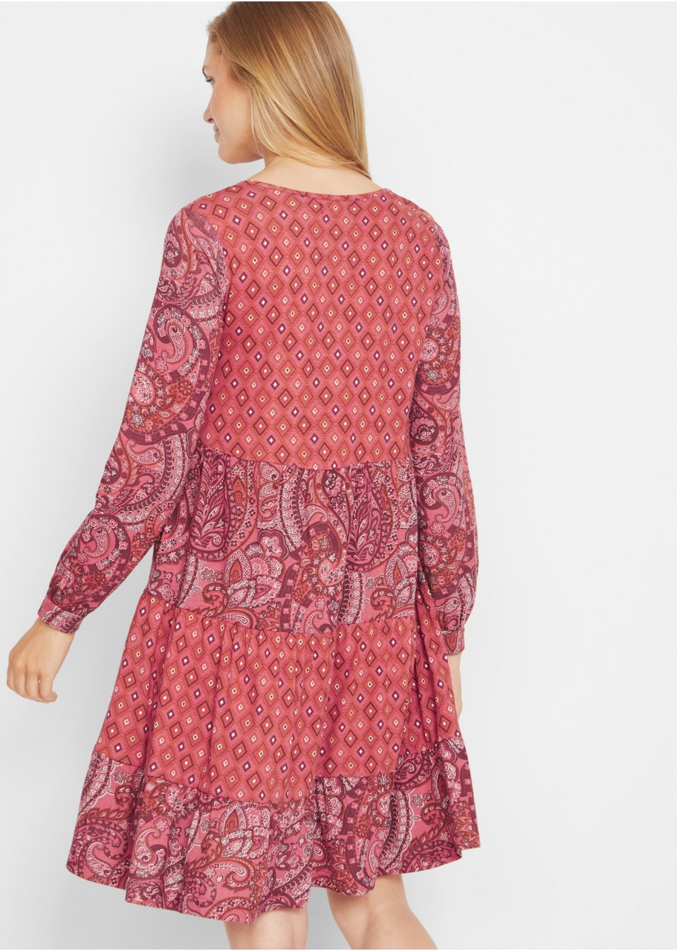 Robe courte en jersey en mélange coton viscose, trapèze