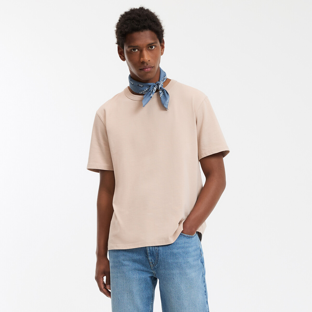 COLEÇÃO LA REDOUTE<br>Camiseta de gola redonda, malha de algodão