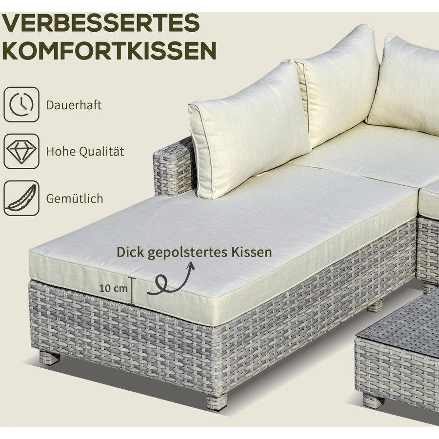 Outsunny Gartenmöbel Set mit Beistelltisch grau