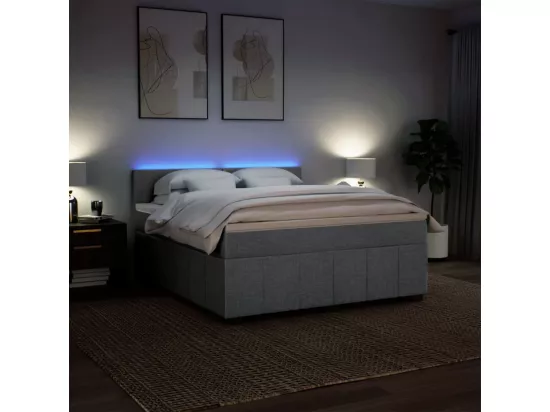 Sommier à lattes de lit avec matelas Gris clair 180x200cm Tissu