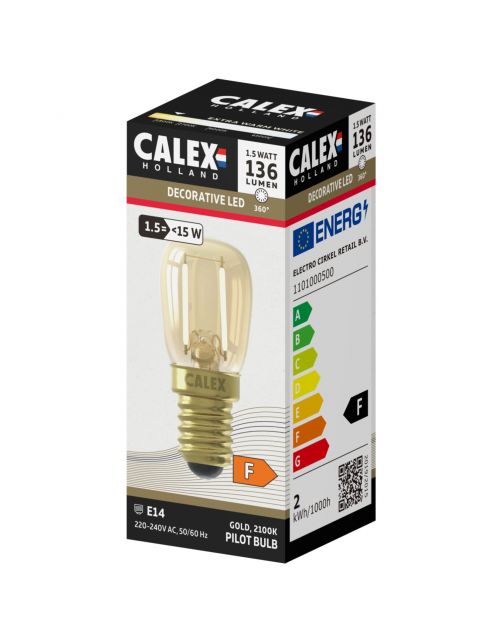 Calex Led Buis Goud Straight Filament E14 1.5w 136lm - Lichtbron -