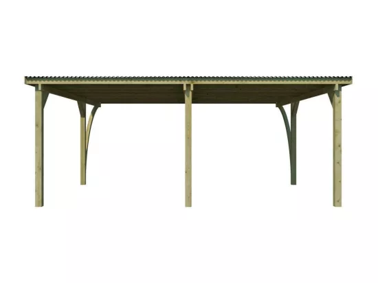 Carport double en bois et panneaux ondulés Capri 6 x 5,5 m