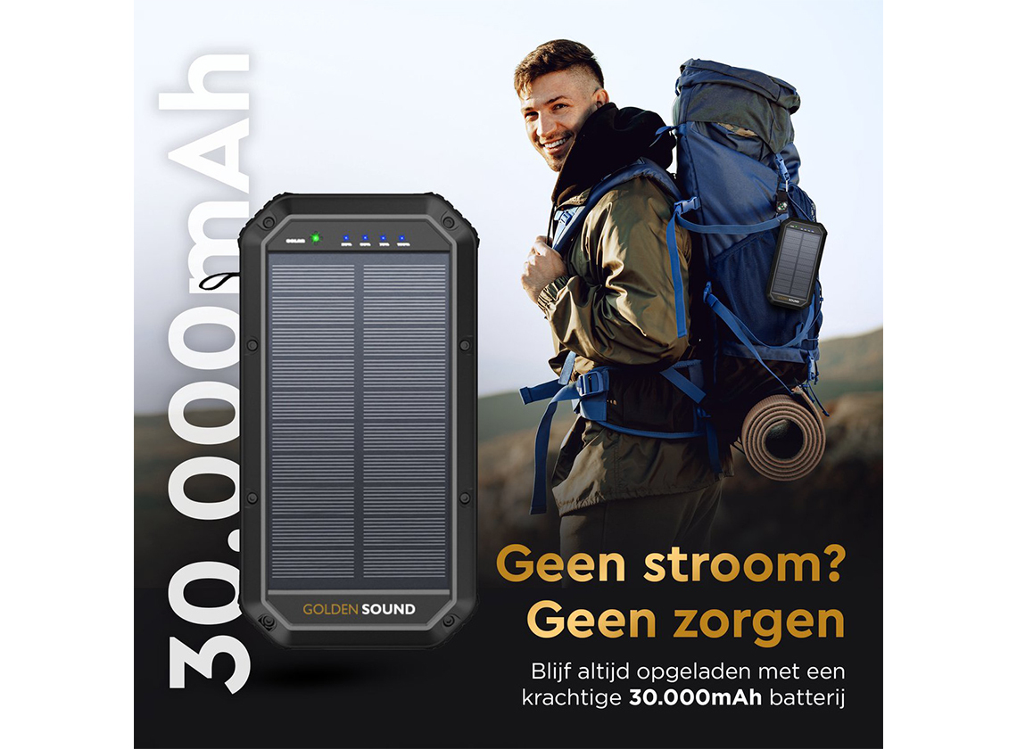 Golden Sound powerbank op zonne-energie - 30.000mAh