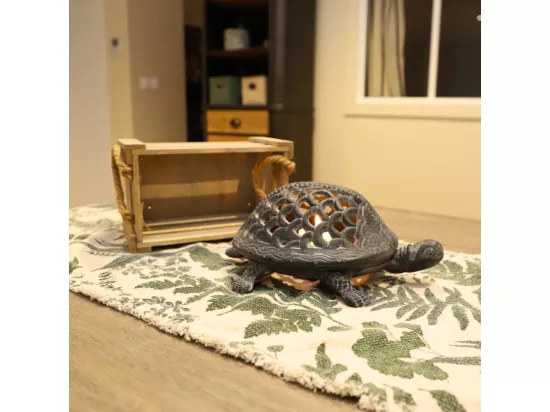 Bougeoir tortue en fonte gris 28 x 21 x 12 cm