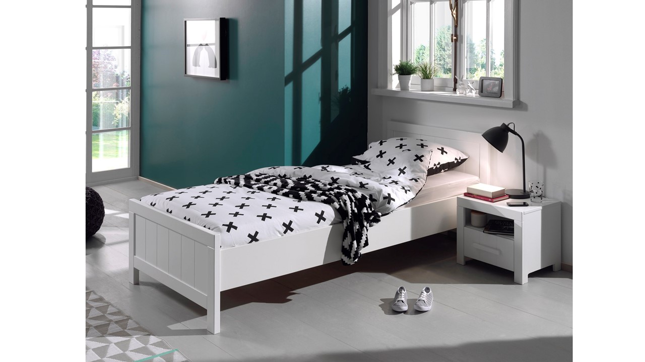 Bed Erik met nachtkast wit