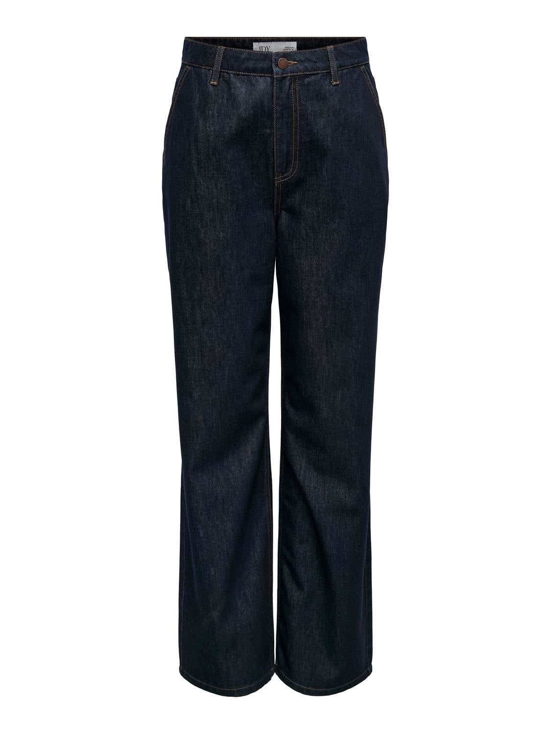 JDYSANSA Hohe Taille Weiter Beinschnitt Jeans Dark Blue Denim