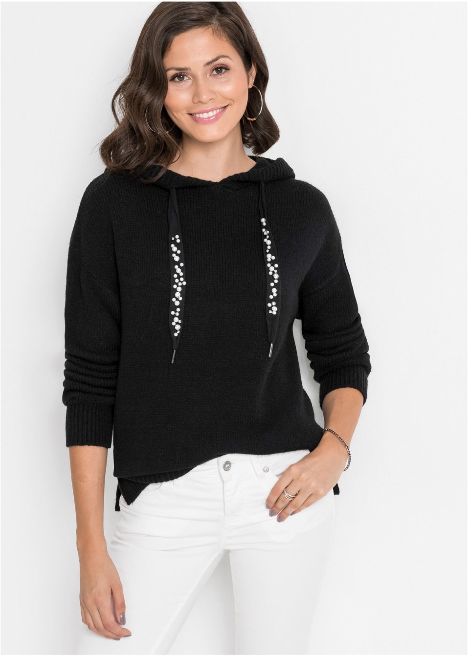 Pull en maille à capuche