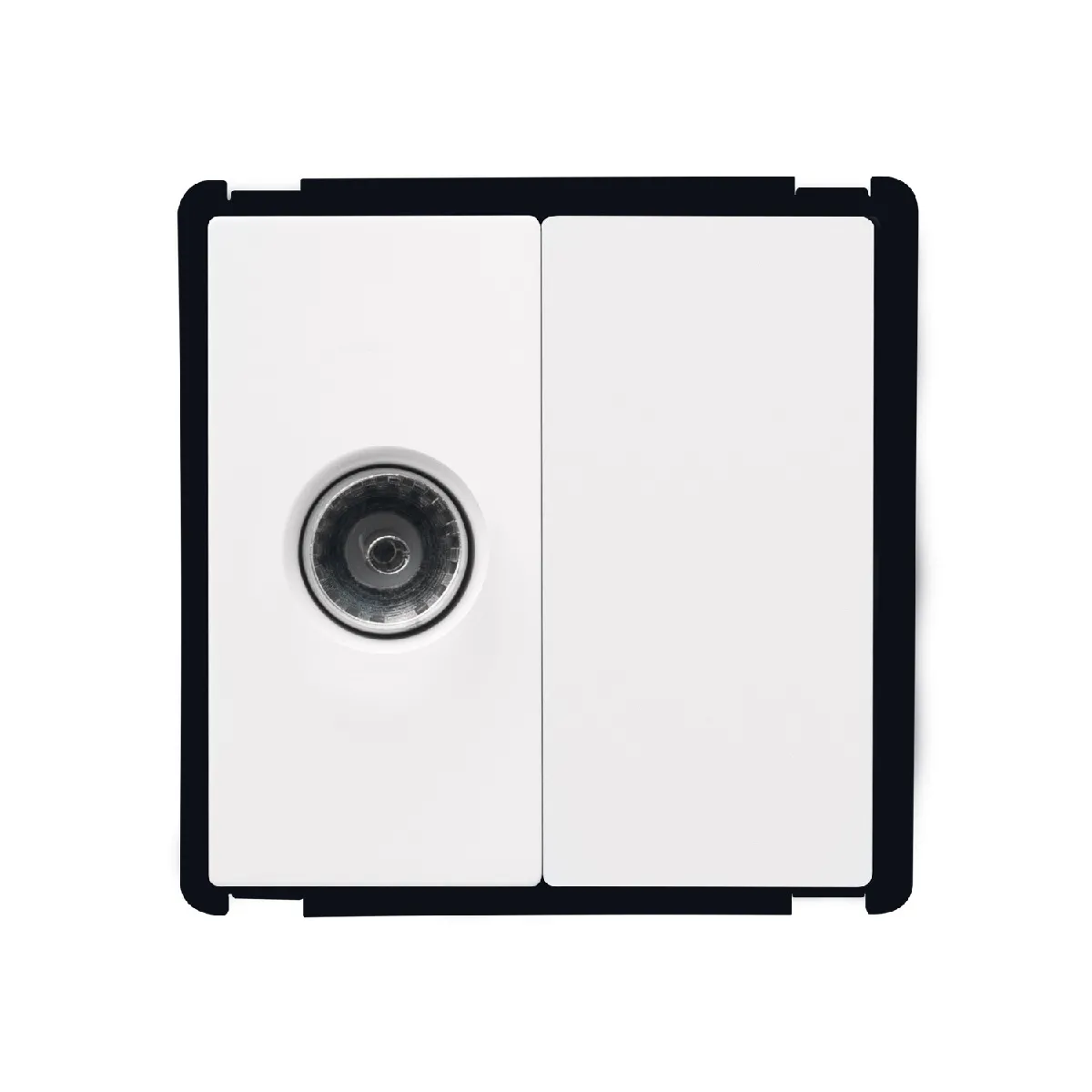 Ledkia Prise TV + Obturateur Modern Blanc