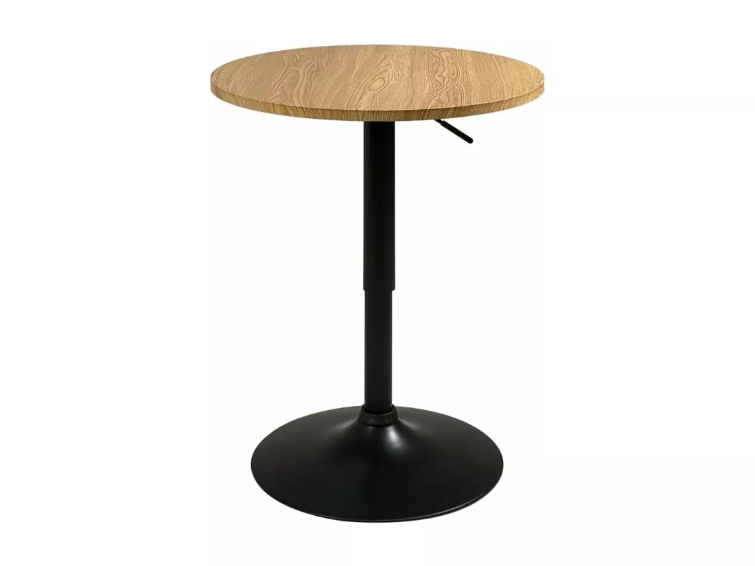 Table de Bar Haute Ø60 cm – Mange-Debout hauteur réglable et Pivotant SETI (Bois Noir)