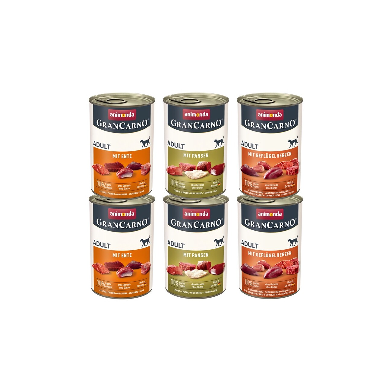 animonda GranCarno Original Nassfutter Hund Adult, Mixpaket 6x400 g Deftige Variation
