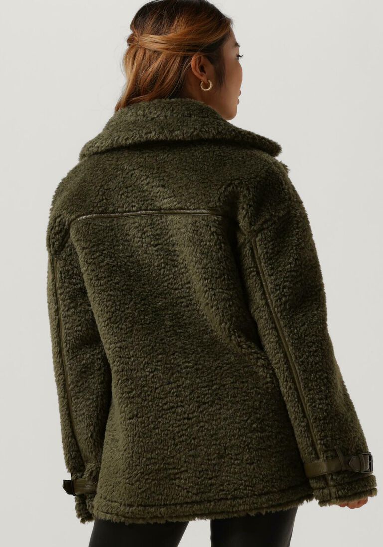 BEAUMONT donkergroene beaumont teddy jas reversible biker jacket