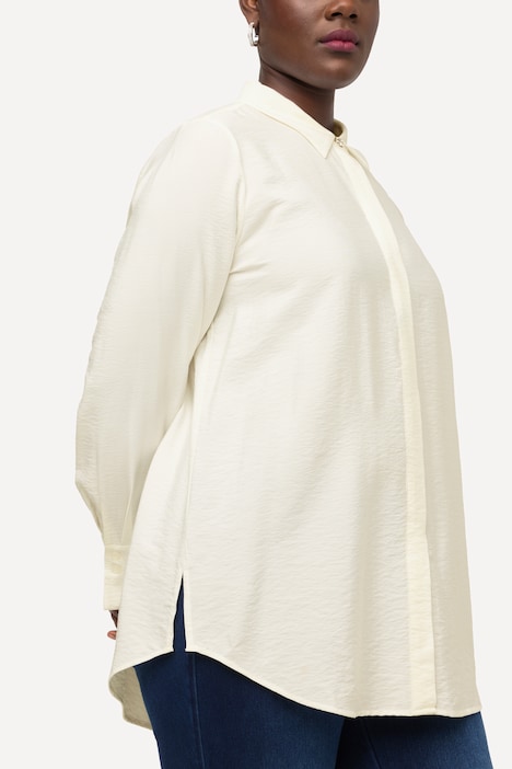 Long-Hemdbluse, Struktur, Hemdkragen, Langarm