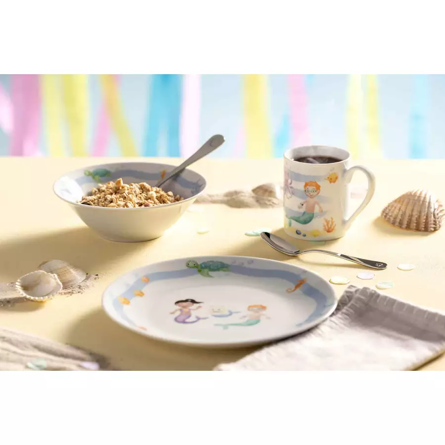 Leonardo Kindergeschirr Set mit Besteck BAMBINI AVVENTURA hellblau