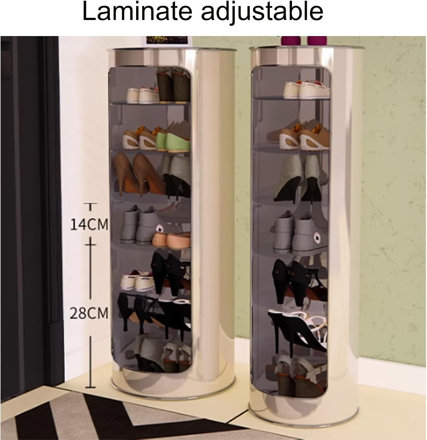 Schuhschrank, Rotierendes Schuhregal 360° Original, Freistehender Rotierender Schuhständer Aus Metall, Vertikales Schuhregal für Die Aufbewahrung Kleiner Räume, Einfach Und Modern ( Color : White , Si