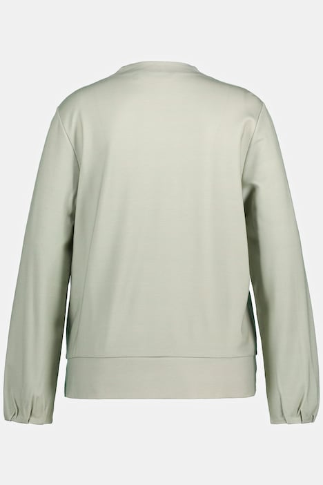 Sweatshirt, Metallic-Ziernaht, Stehkragen, Langarm