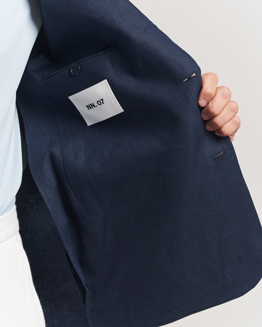 NN07 Timo Linen Blazer Navy Blue