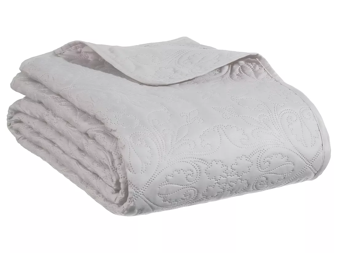 Dessus de lit Taupe motif Arabesque 240 x 260 avec 2 Taies