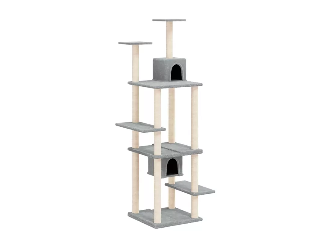 Arbre à chat avec griffoirs en sisal Gris clair 176 cm