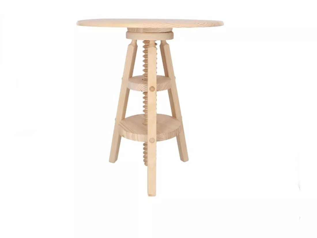 Table pivotante en bois de pin, finition non vernie, 59,5x59,5x65 cm