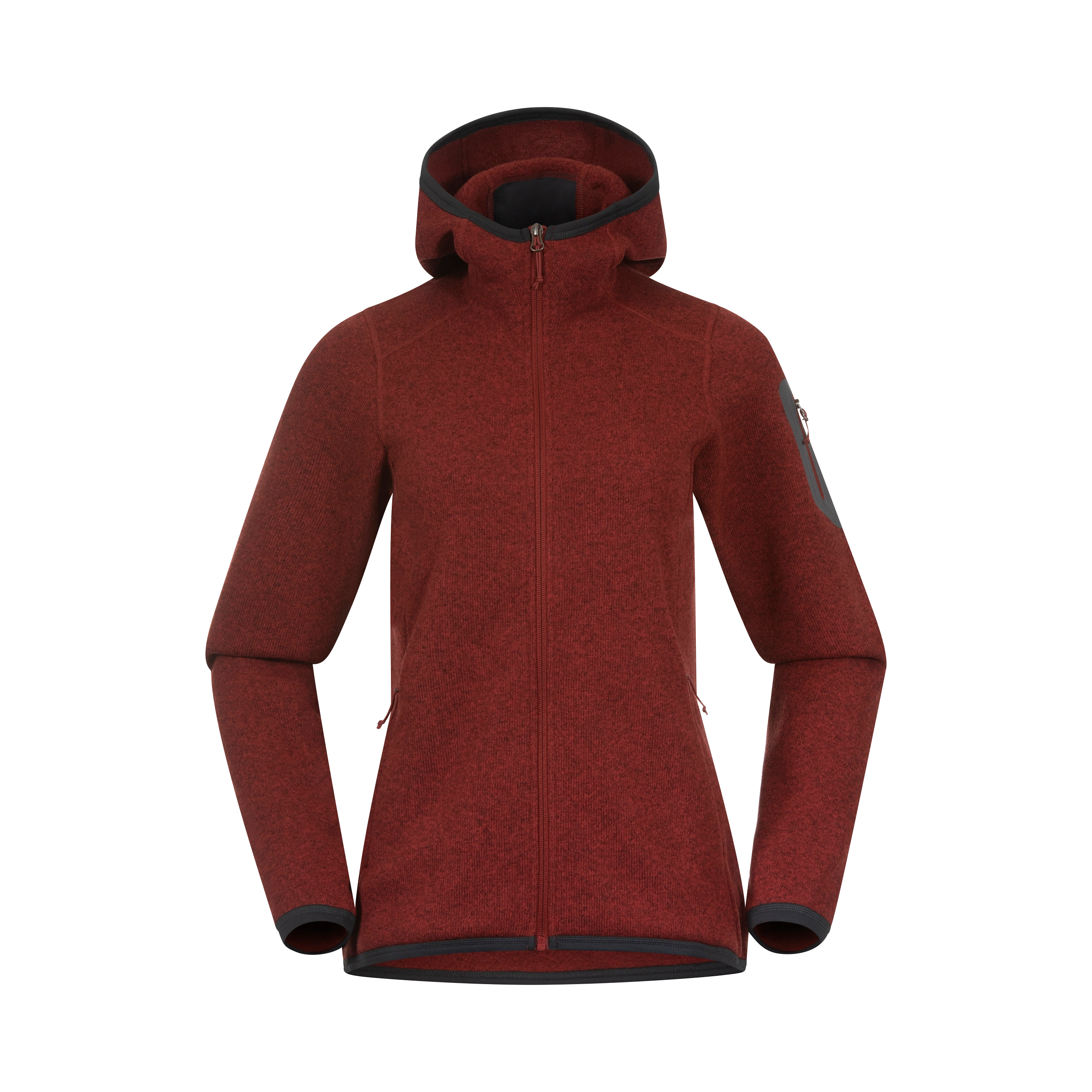 Kamphaug Knitted W Hoodie Chianti Red