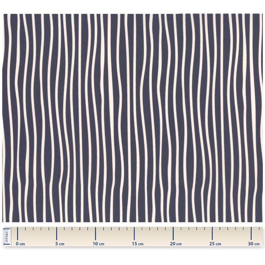 Coupon Tissu 1 M Rayé Ivoire Marine