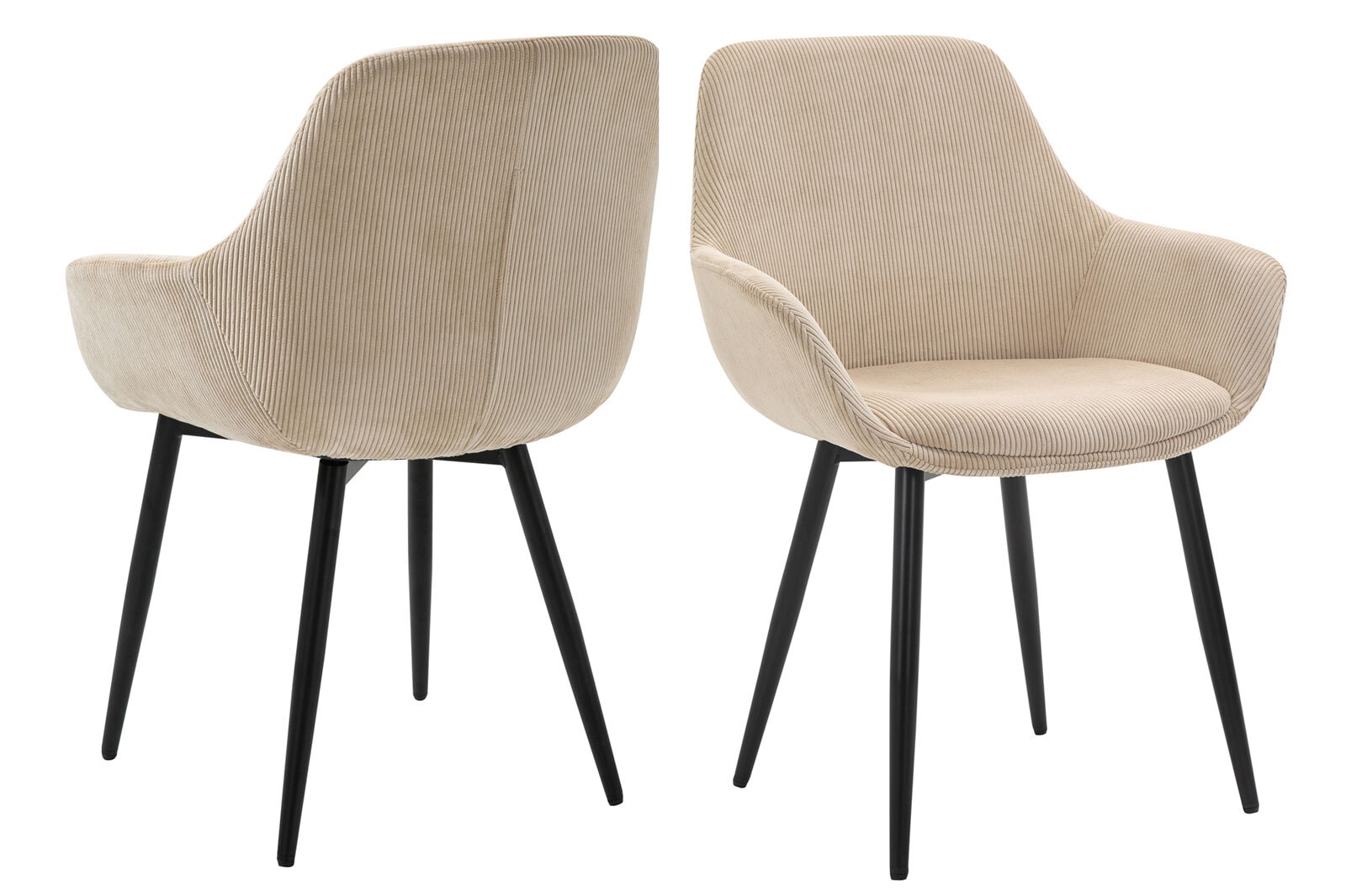 CASAVANTI Esszimmerstuhl 2er Set beige/schwarz