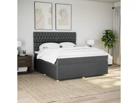 Sommier à lattes de lit avec matelas Gris foncé 180x200cm Tissu