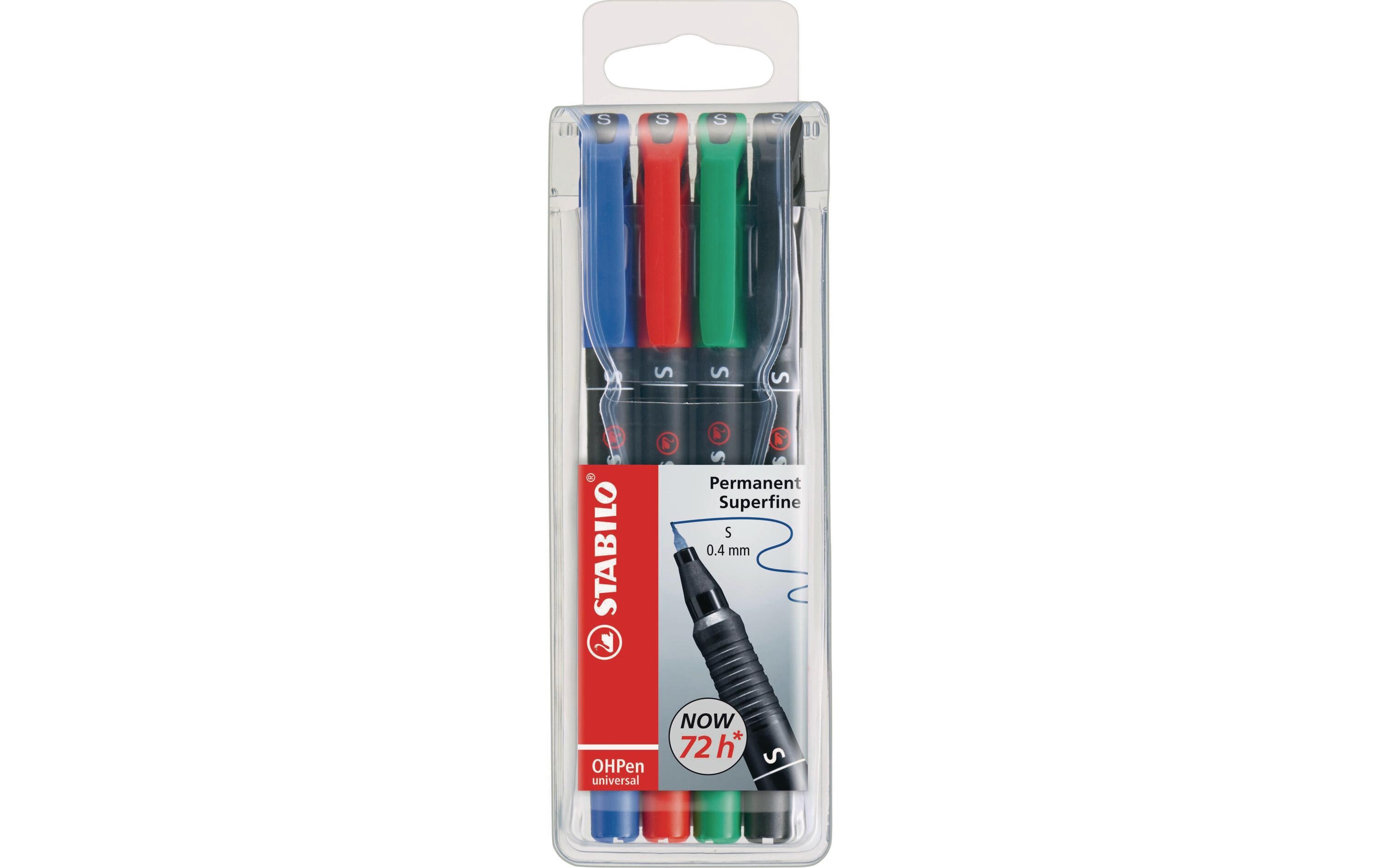 Folienstift OHPen universal S permanent 4 Stück, MehrfahrbigStabilo OHPen S, 4er Set