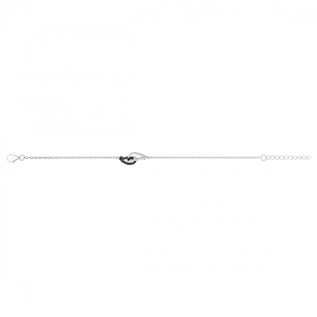 Bracelet souple mono-motif en Argent avec oxyde de zirconium noir