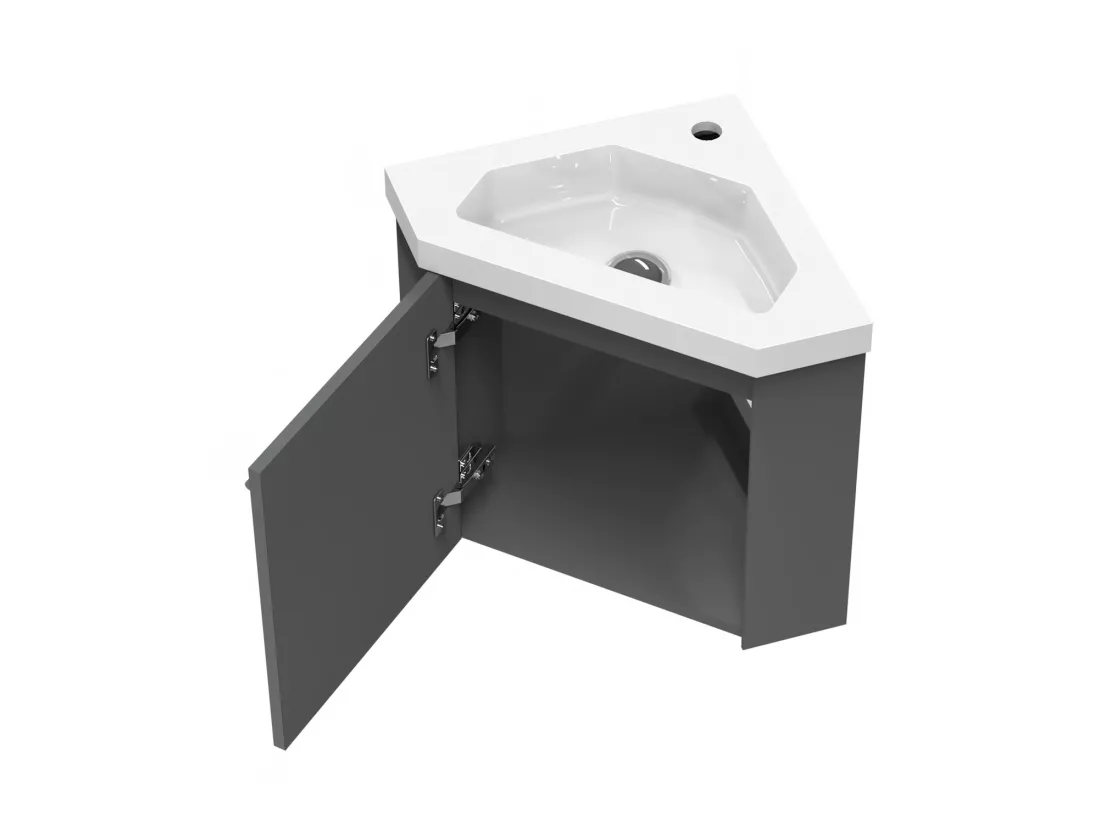 Meuble lave-mains l.39.5 x H.39.5 x P.42 Anthracite assemblé, Aica