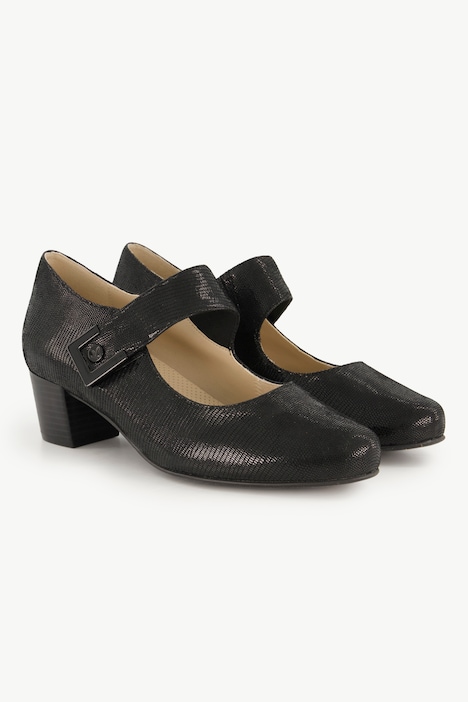 Caprice Leder-Pumps, Prägung, Klettspange, Weite H