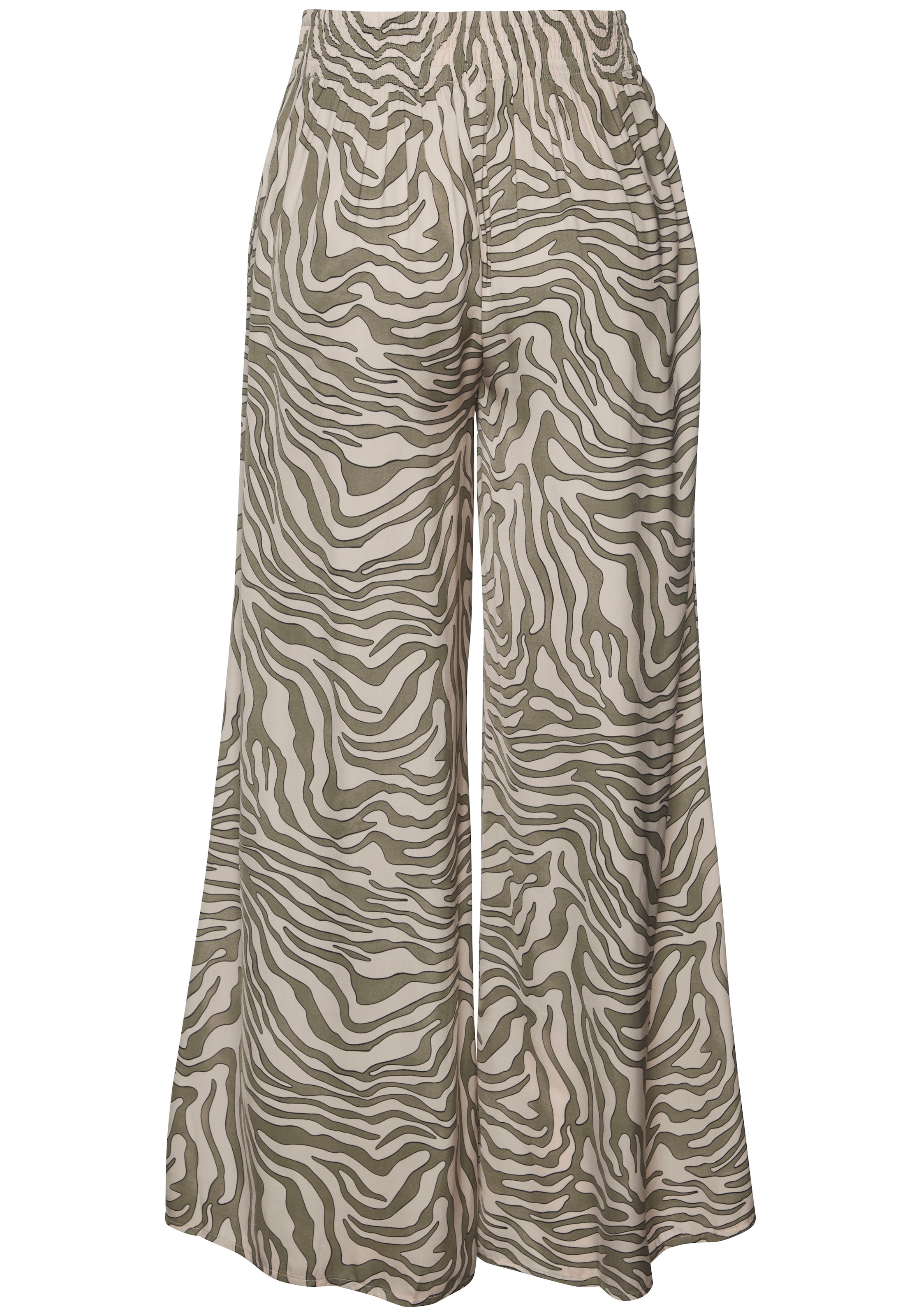 LASCANA Webhose  aus Satin mit Animaldruck, luftige Stoffhose mit Taschen, Strandhose