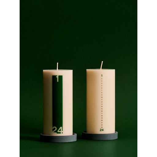 HAY Bold Kalenderlys & Holder, Off White/ Green