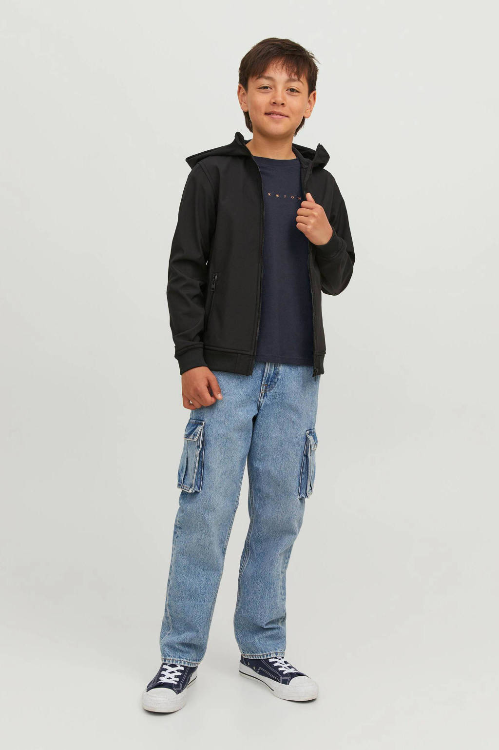 JACK & JONES T-shirt JJESTAR met logo donkerblauw