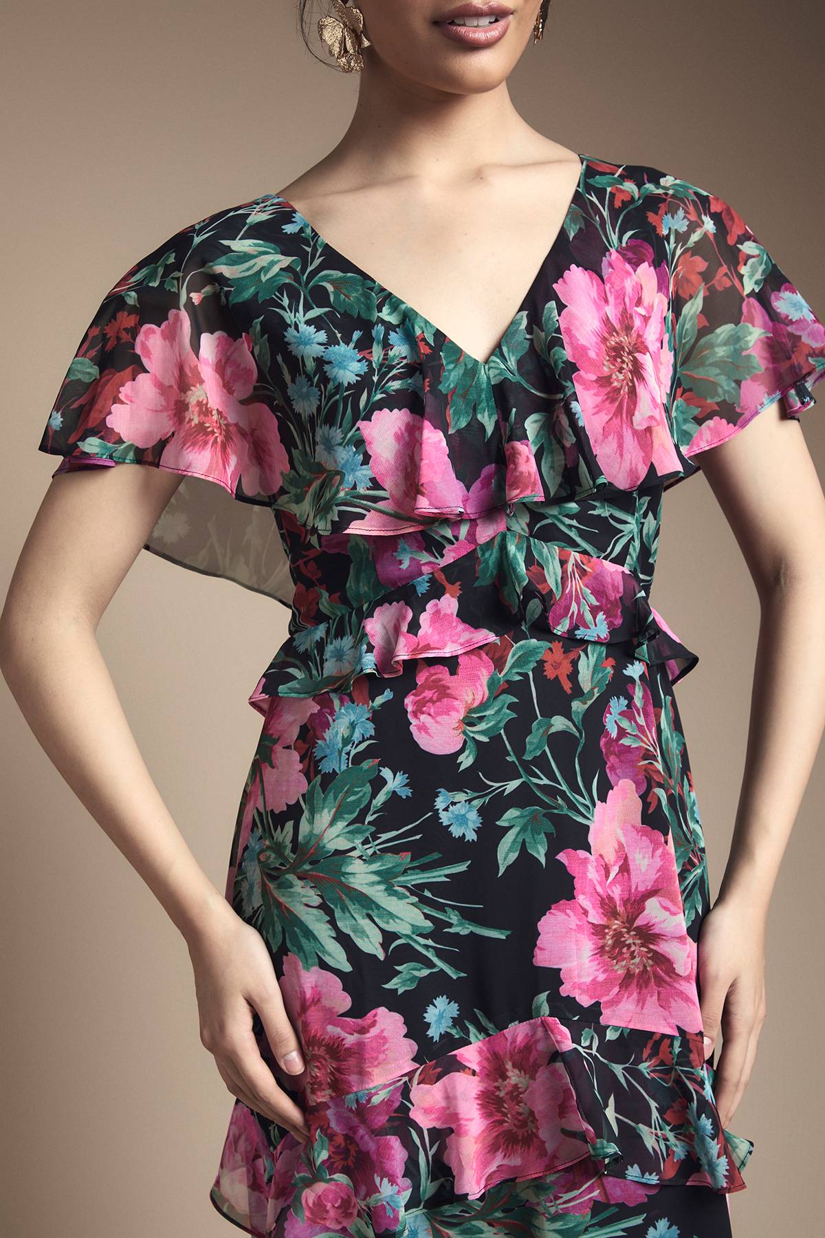 Oasis Robe Longue à Détails Volantés
