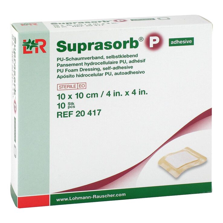 Suprasorb P PU-Schaumv.10x10 cm selbstklebend, 10 St
