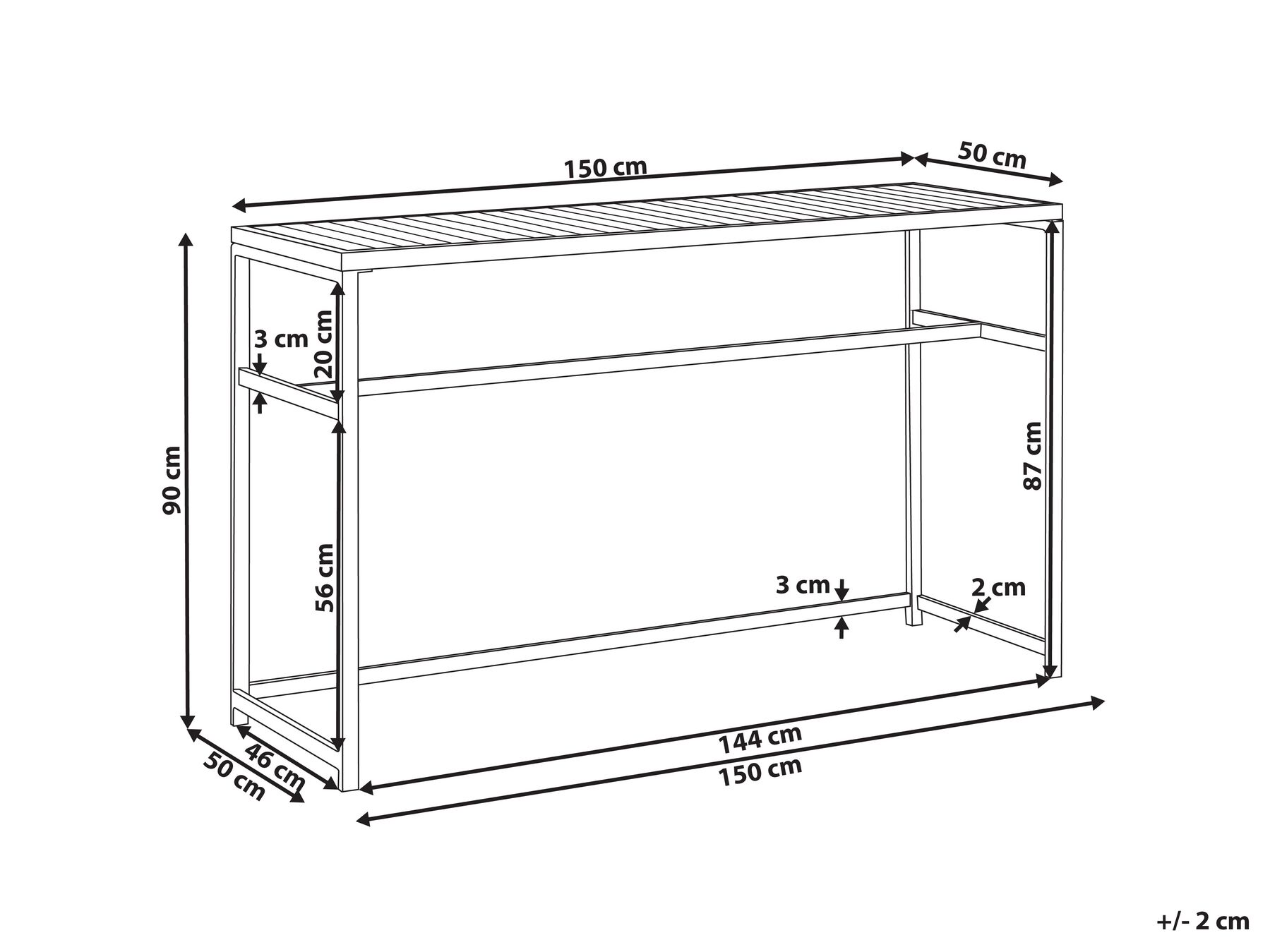 Tuin bartafel AVETRANA 150 cm 50 cm Bruin/wit