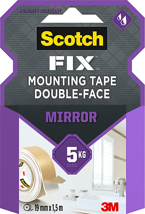 Double face miroir 3M 19 mm x 1.5 m blanc, 5 kg