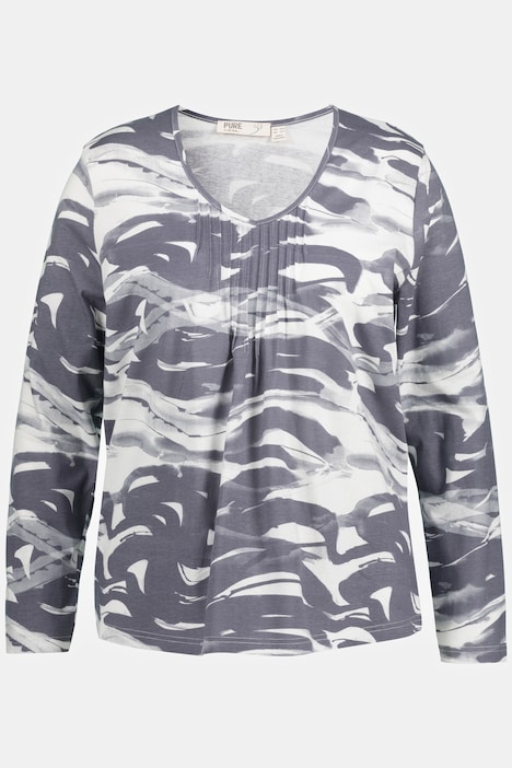 Shirt, Wellen, V-Ausschnitt, Langarm, Biobaumwolle